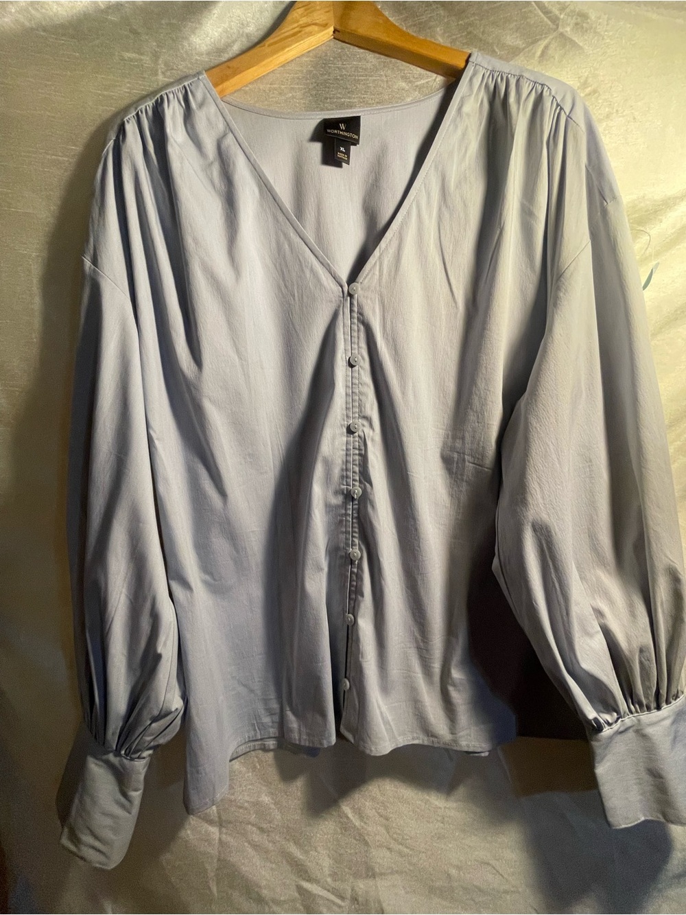 Worthington Pale Blue V-Neck Blouse